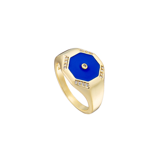 Γυναικείο Δαχτυλίδι  Pierrot 04L15-00664 Loisir Ορείχαλκος Επίχρυσο Με Στοιχείο Με Μπλε Σμάλτο Και Ζιργκόν