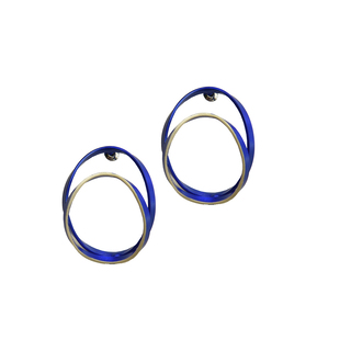 Γυναικεία Χειροποίητα Σκουλαρίκια 2 Κύκλοι Lila Mode SK099-BS Ορείχαλκος  Επαργύρωση-Μπλε IP